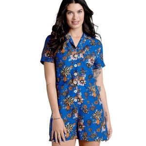 MODCLOTH Summer Camp Solstice Romper in Blue Floral